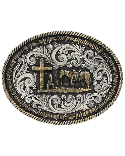 Montana Silversmiths Two-Tone Classic Impressions Christian Cowboy Attitude Belt Buckle