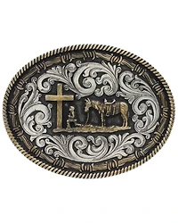 Montana Silversmiths Two-Tone Classic Impressions Christian Cowboy Attitude Belt Buckle