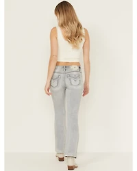 Miss Me Women's Light Wash Mid Rise 32" Bootcut Stretch Denim Jeans