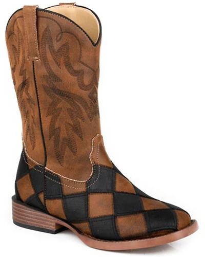 Roper Boys' Bird Blocks Western Boots - Broad Square Toe