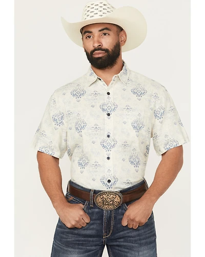 Pendleton Men's Dawson Linen Medallion Print Short Sleeve Button-Down Western Shirt