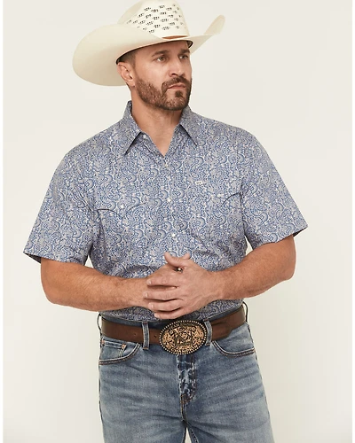 Ely Walker Men's Paisley Print Short Sleeve Snap Western Shirt