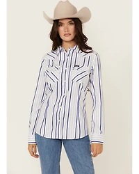 Wrangler Retro Women's Striped Print Long Sleeve Snap Western Shirt
