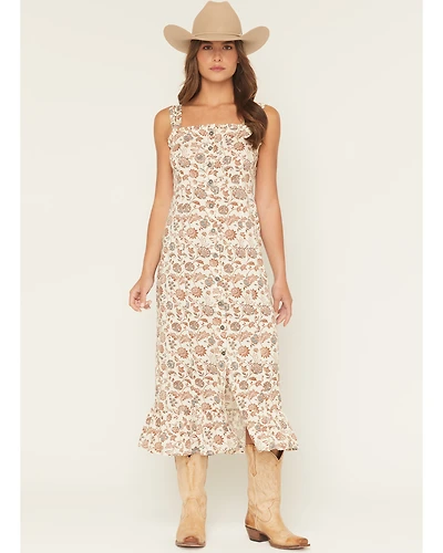 Cotton & Rye Women's Floral Print Sleeveless Button-Down Midi Dress