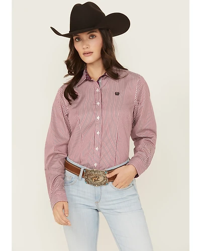 Cinch Women's Boot Barn Exclusive Striped Print Long Sleeve Button-Down Stretch Western Shirt