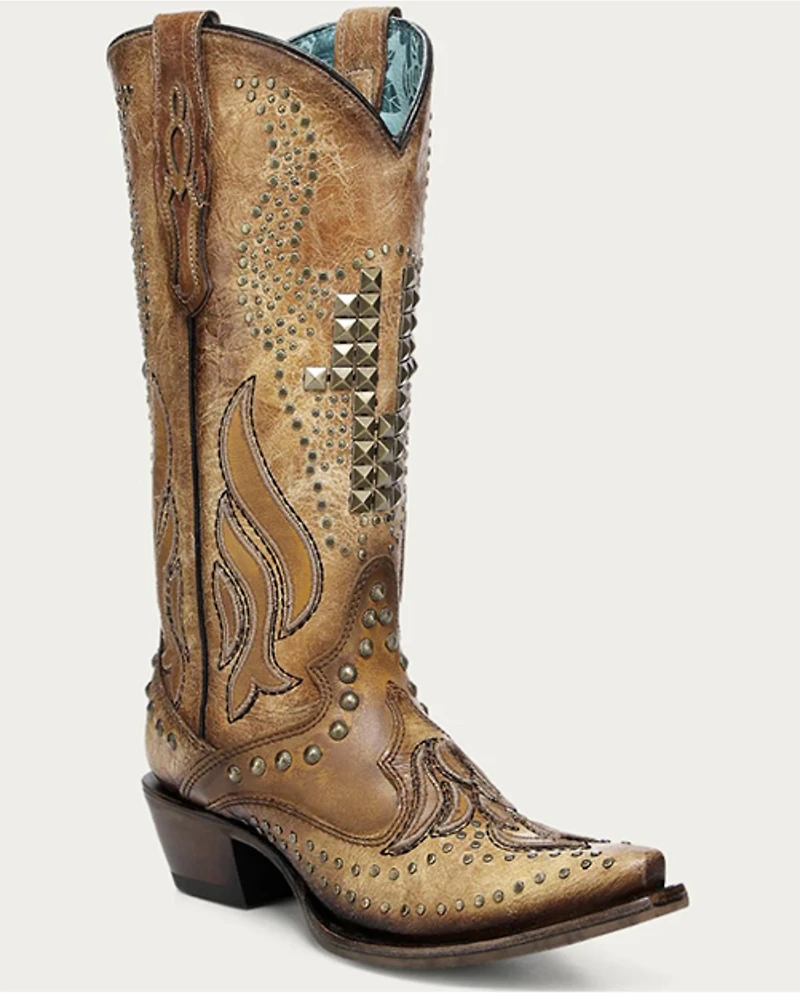 Corral Women's Bull Skull Western Boots - Snip Toe