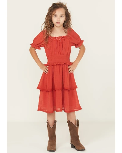 Ash & Violet Girls' Chiffon Dot Short Sleeve Mini Dress