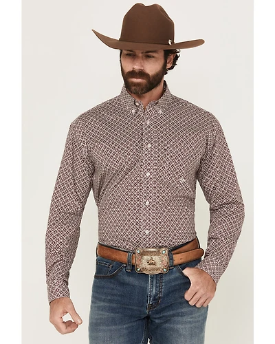Roper Men's Amarillo Geo Print Long Sleeve Button-Down Stretch Western Shirt