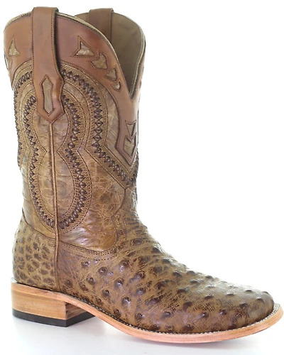 Corral Men's Woven Ostrich Overlay Western Boots - Square Toe