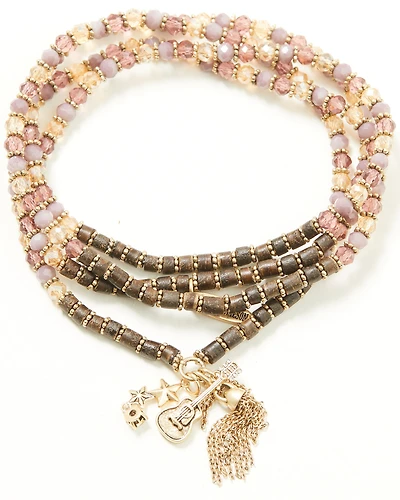 Lainey Wilson Women's Beaded Charm Star Guitar Necklace