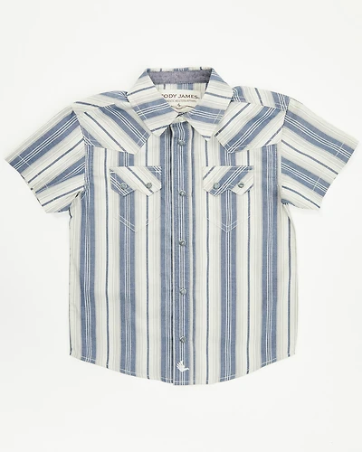 Cody James Toddler Boys' Roman Striped Short Sleeve Snap Western Shirt