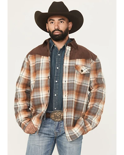 Cody James Men's Plaid Print Flannel Sherpa Lined Shirt Jacket