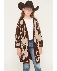 Shyanne Girls' Nellie Cow Print Eyelash Knit Cardigan