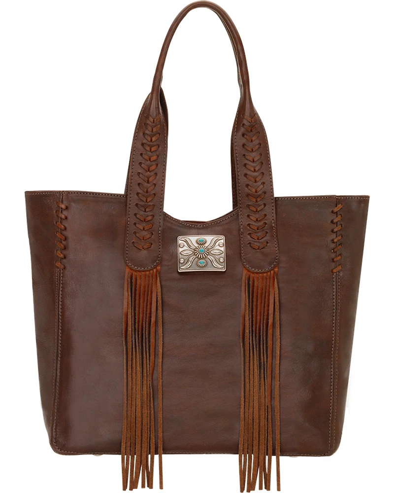 American West Chestnut Brown Mojave Canyon Large Zip Top Tote