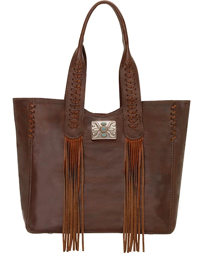 American West Chestnut Brown Mojave Canyon Large Zip Top Tote