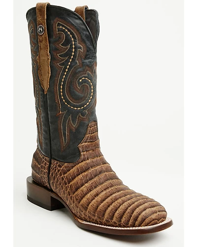 Tanner Mark Men's Exotic Caiman Print Western Boots - Broad Square Toe