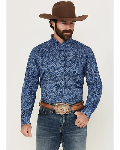 Roper Men's Amarillo Medallion Print Long Sleeve Button-Down Western Shirt