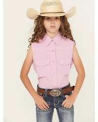 Cowgirl Hardware Girls' Solid Sleeveless Snap Western Shirt