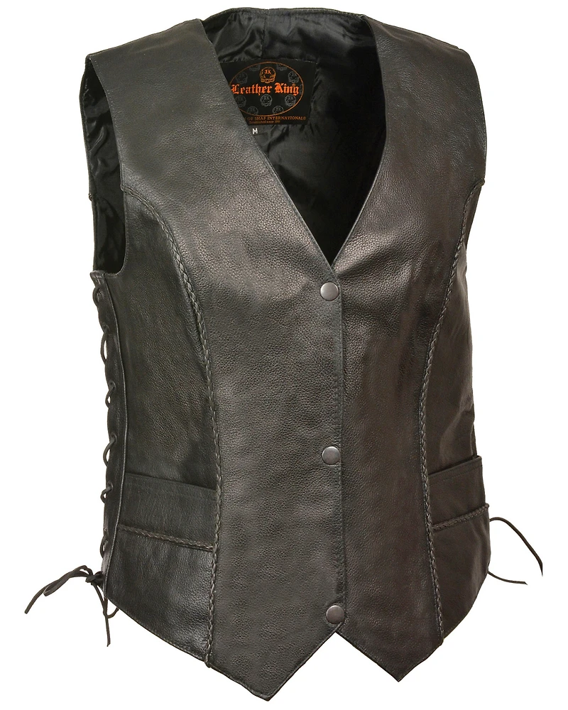 Milwaukee Leather Women's Thin Braid Snap Front Vest