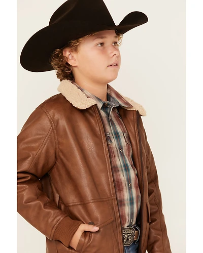Urban Republic Boys' Faux Leather Bomber Jacket