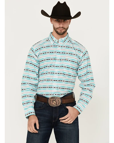 Ariat Men's Jefferson Southwestern Striped Long Sleeve Button-Down Western Shirt - Tall