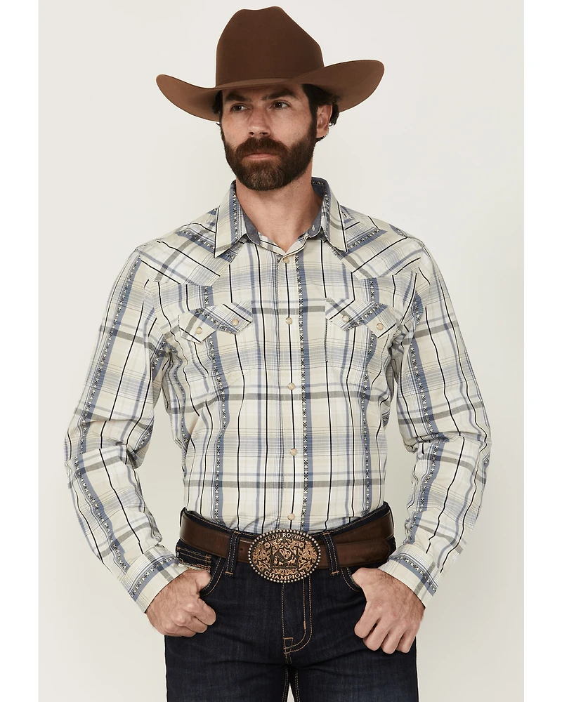 Cody James Men's Western Wind Plaid Print Long Sleeve Snap Shirt