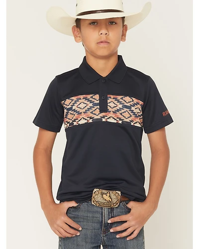 RANK 45® Boys' Southwestern Border Short Sleeve Button-Down Polo Shirt