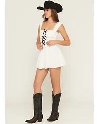 Show Me Your Mumu Women's Mabel Bow Smocked Sleeveless Mini Dress