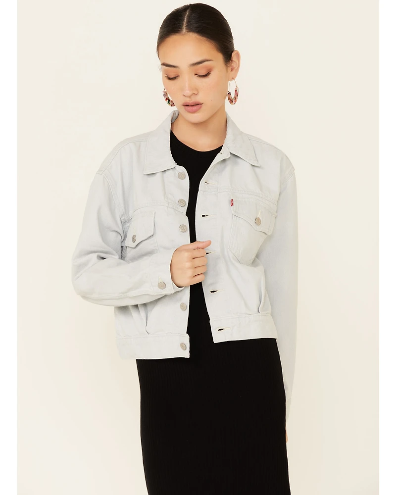 Levi's Women's Waste Not Light Wash Denim Button-Front Oversized Trucker Jacket
