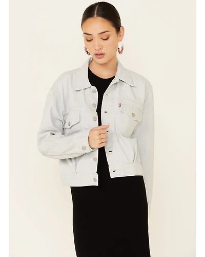Levi's Women's Waste Not Light Wash Denim Button-Front Oversized Trucker Jacket