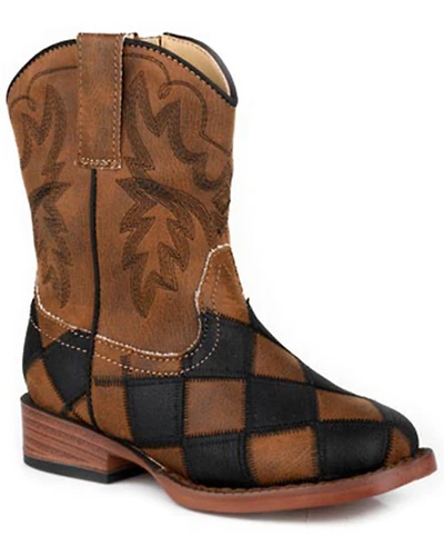 Roper Toddler Boys' Bird Blocks Western Boots - Broad Square Toe
