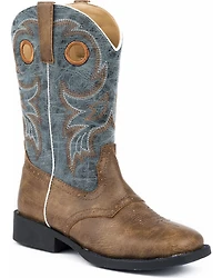 Roper Boys' Daniel Distressed Saddle Vamp Western Boots - Broad Square Toe