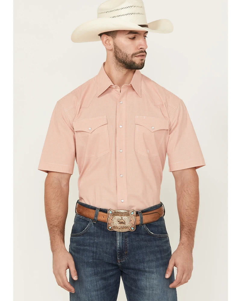 Roper Men's Amarillo Plaid Print Short Sleeve Pearl Snap Stretch Western Shirt
