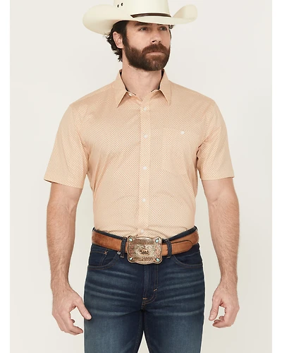 RANK 45® Men's Cowboy Co Geo Print Short Sleeve Button-Down Stretch Western Shirt