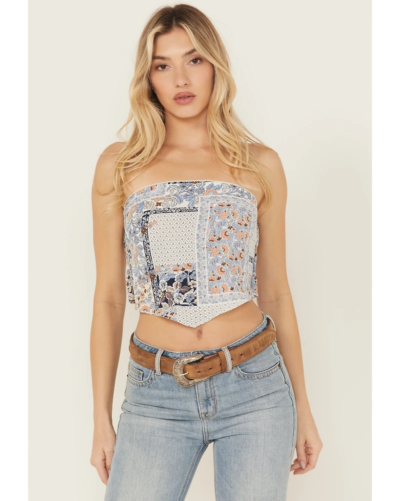 Originality Women's Patchwork Bandana Print Tube Top