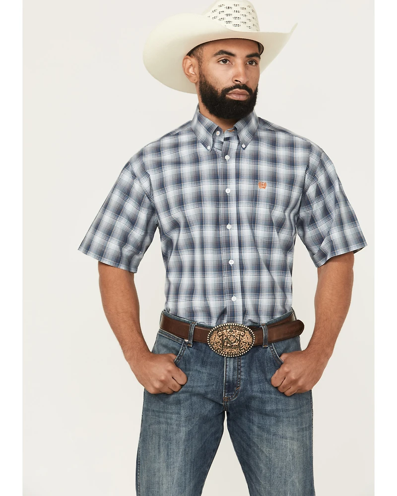 Cinch Men's Plaid Print Short Sleeve Button-Down Western Shirt