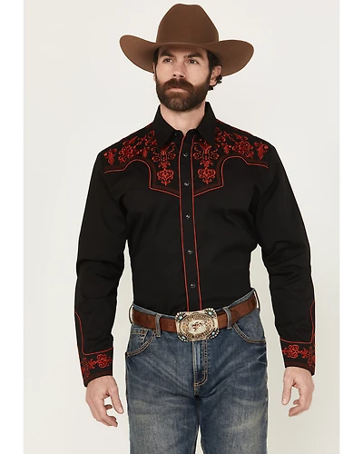 Rodeo Clothing Men's Embroidered Long Sleeve Snap Western Shirt