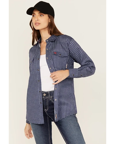 Ariat Women's FR Beverly Geo Print Long Sleeve Snap Work Shirt