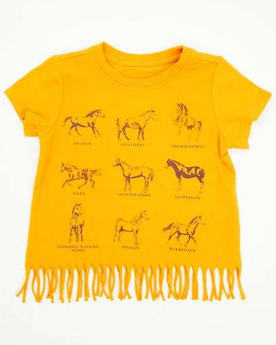 Shyanne Toddler Girls' Horse Breeds Fringe Short Sleeve Graphic Tee