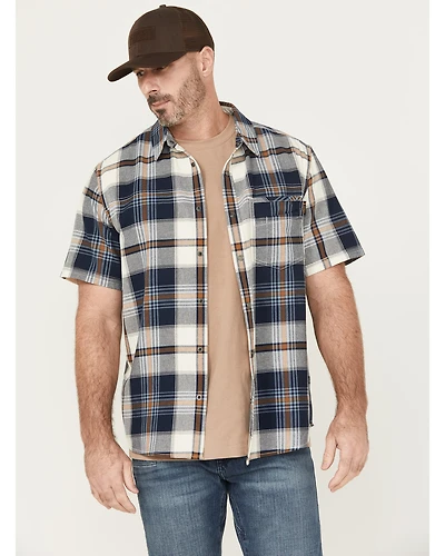 Hawx Men's Hedgerow Plaid Print Short Sleeve Snap Work Shirt