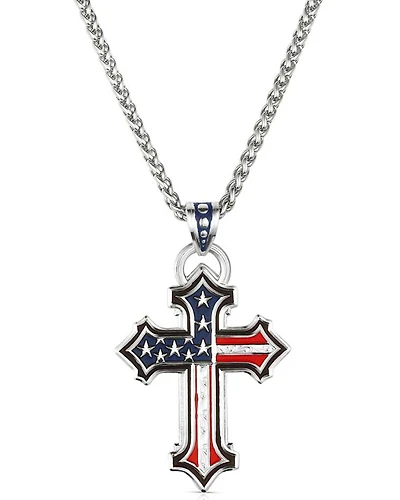 Montana Silversmiths Men's American Flag Cross Necklace