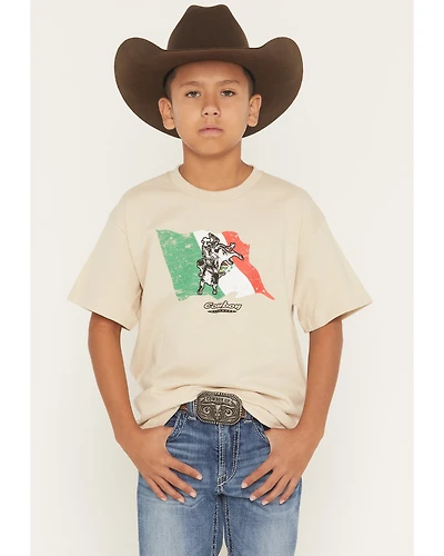 Cowboy Hardware Boys' Bullrider Mexican Flag Short Sleeve Graphic T-Shirt