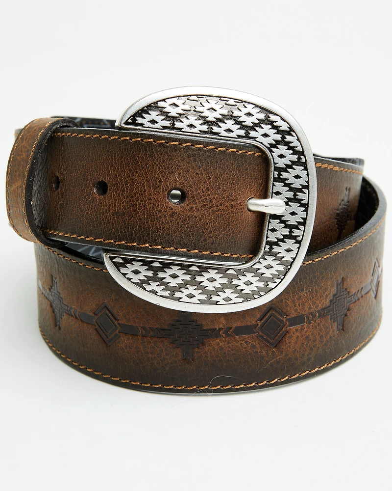 Red Dirt Hat Men's Southwestern Print Leather Belt