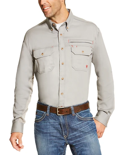 Ariat Men's FR Solid Vent Long Sleeve Button Down Work Shirt - Big