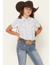 Ely Walker Girls' Flower Yoke Sleeveless Snap Western Shirt