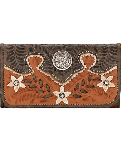 American West Golden Tan Desert Wildflower Ladies Wallet