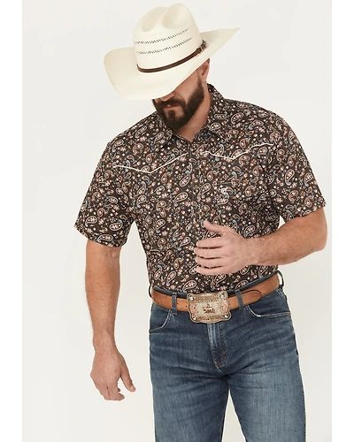 Cowboy Hardware Men's Paisley Print Short Sleeve Snap Stretch Western Shirt