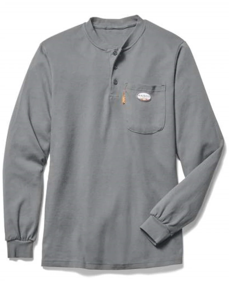 Rasco Men's FR Henley Long Sleeve Work T-Shirt - Big