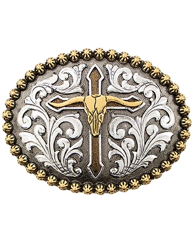 Cody James Men's Steer Skull With Cross Belt Buckle