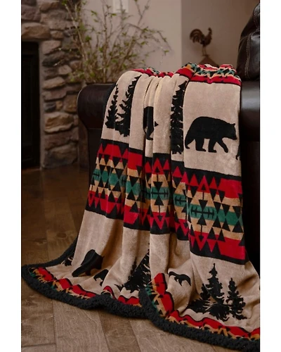 Carstens Home Bear Trails Sherpa Plush Blanket